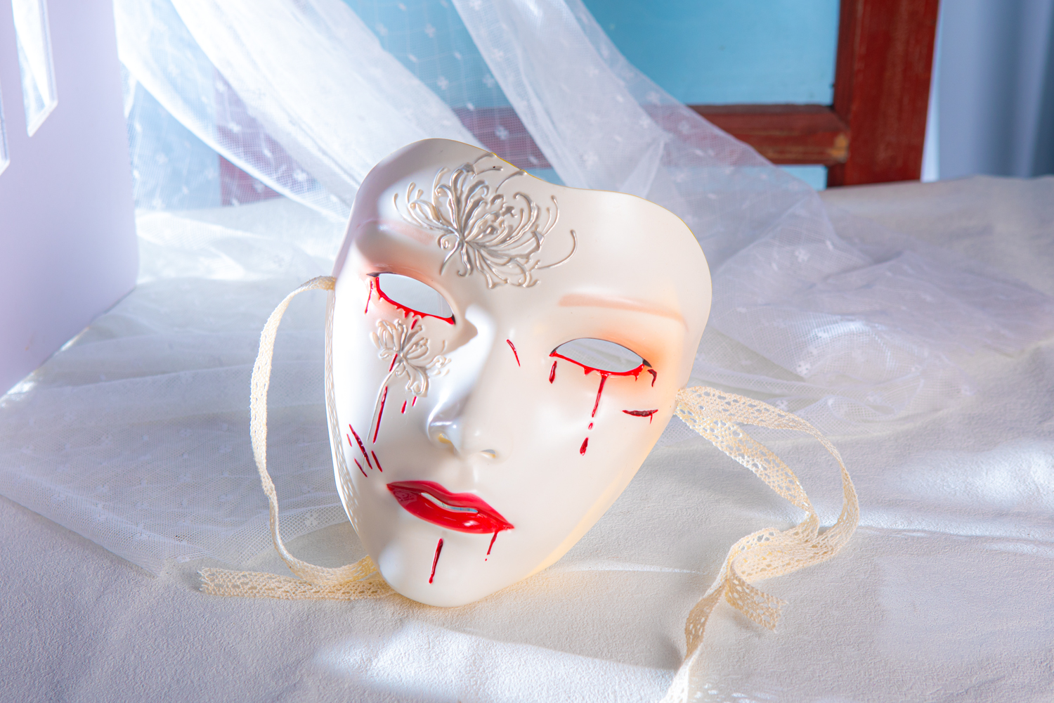 Bloody Spider Lily Resin Masquerade Mask