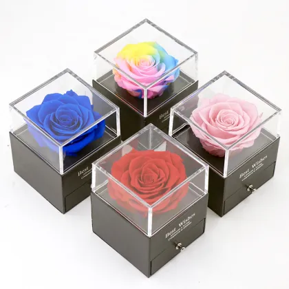 Acrylic Box Preserved Flowers - Eternal Blooms Encased