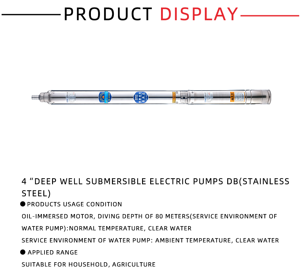 4“deep Well Submersible Electric Pumps DB(stainless Steel) X