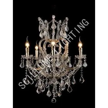 5-light 19th C. ROCOCO iron & crystal chandelier CL