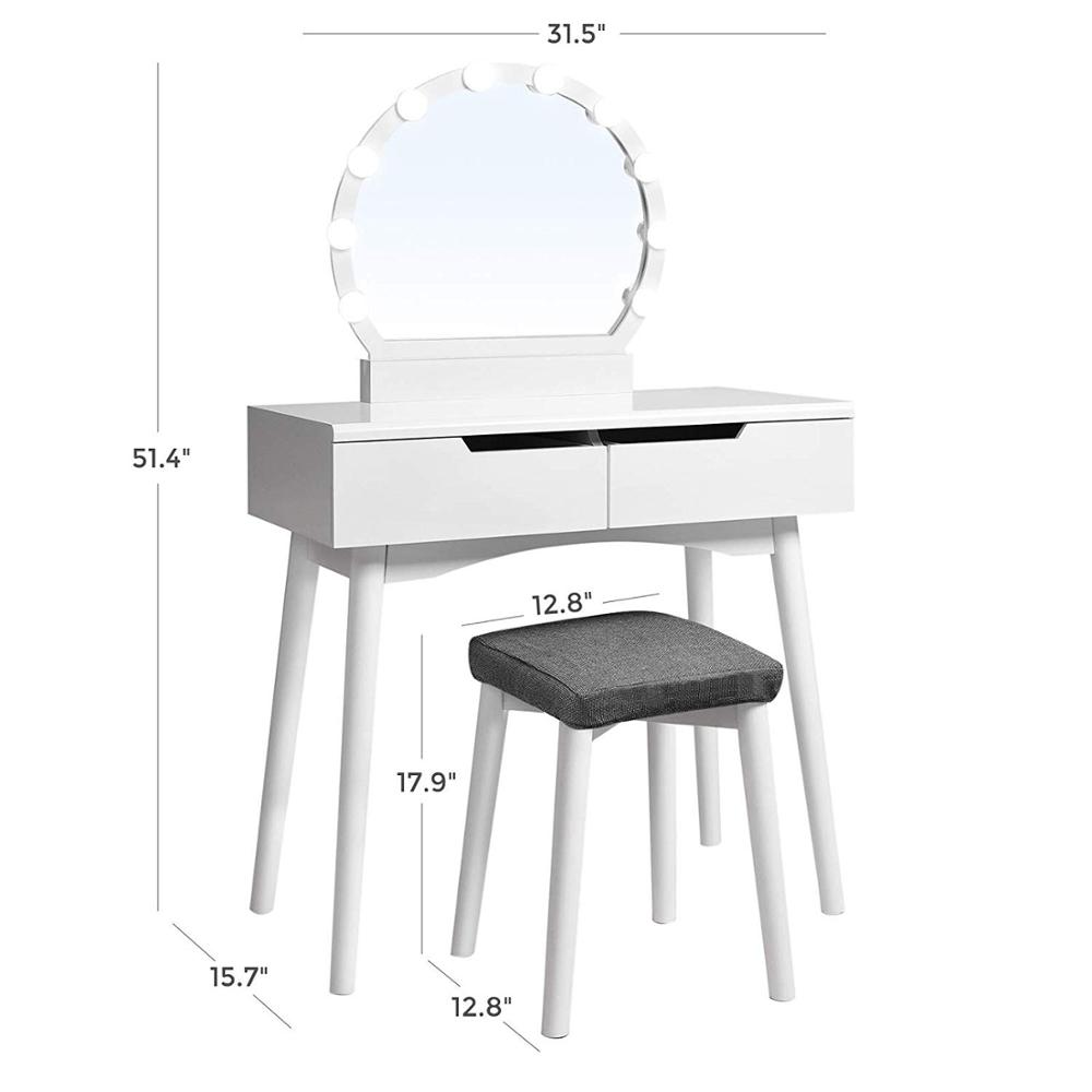 Round Led Lights Mirror Dressing Table2 Jpg