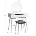 Vanity Table Set with Round LED Lights Mirror