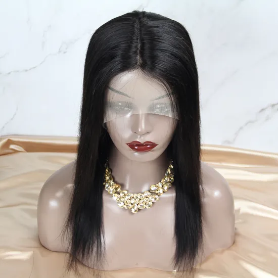 Natural Black Middle Part Lace 13*6*1 Straight Frontal Wig For Women,Long Bone Straight Double Drawn Hair Wig