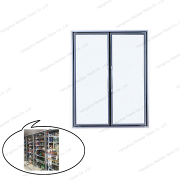 Supermarket Cold Storage Transparent Glass Door with Shelves