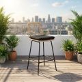 Contemporary PE Rattan Woven Outdoor Dining Hotel Villa Courtyard Patio Cafe Bar Chairs with Iron Frame