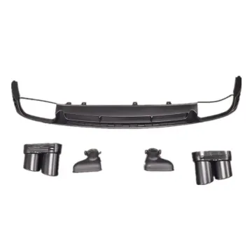 Black Rear Diffuser with Pipes for Audi A6 C8 2019-2022 - S6 Style Upgrade