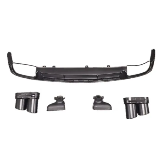 Black Rear Diffuser with Pipes for Audi A6 C8 2019-2022 - S6 Style Upgrade