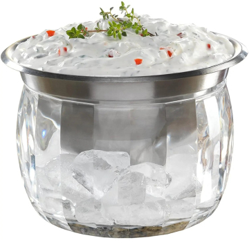 Iced Dip-On-Ice Stainless Steel Serving Bowl with Acrylic Ice Chamber