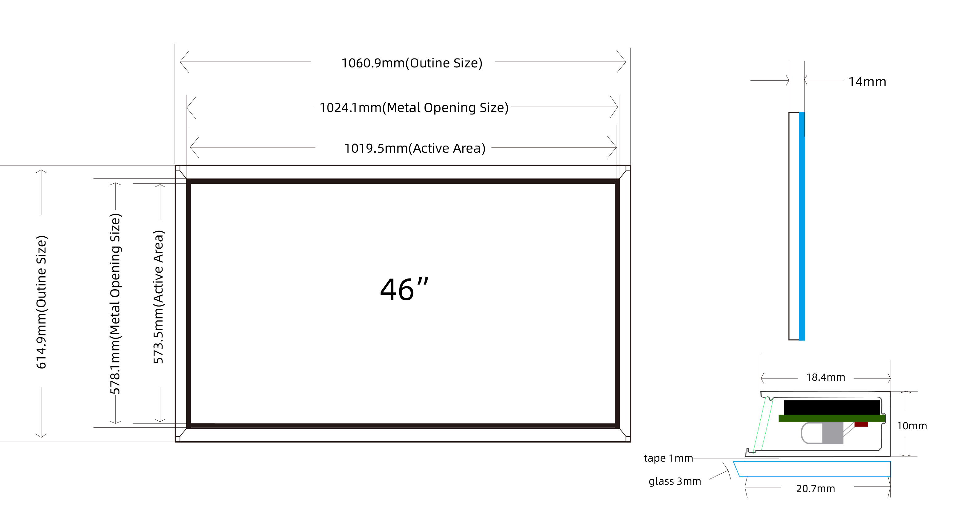 46 polegadas Multi Touch IR Touch Screen Frame para Monitor LCD