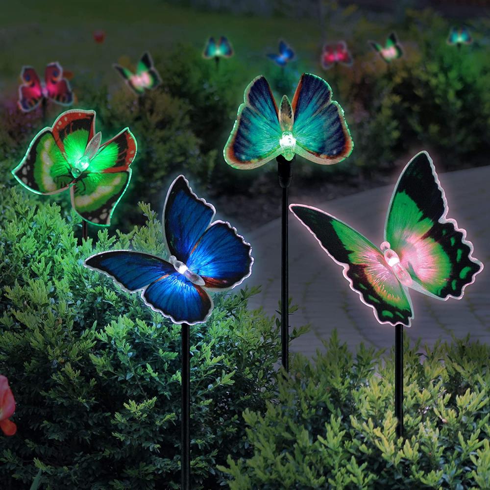 Luces de estaca de jardín de mariposa solar