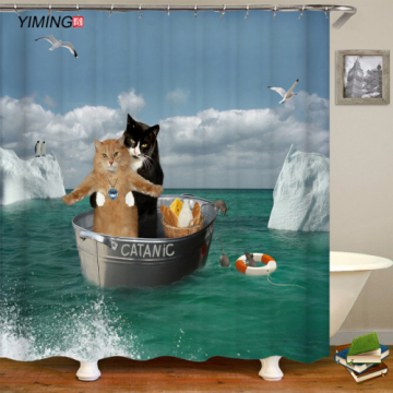 180x200cm bathroom curtain various cute cat printing shower curtain home decoration bathroom with hook Bath curtain