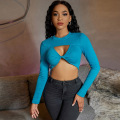 Women`s Sweater Twist Knot Crop Top