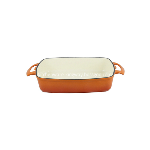 Orange Cast Iron Rectangular Roasting Dish