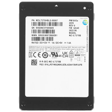 PM1643A 3,84 To Lisez le disque dur SSD intensif: 12g SAS 12 Gbps, 2,5 SFF Solution de stockage à usage mixte
