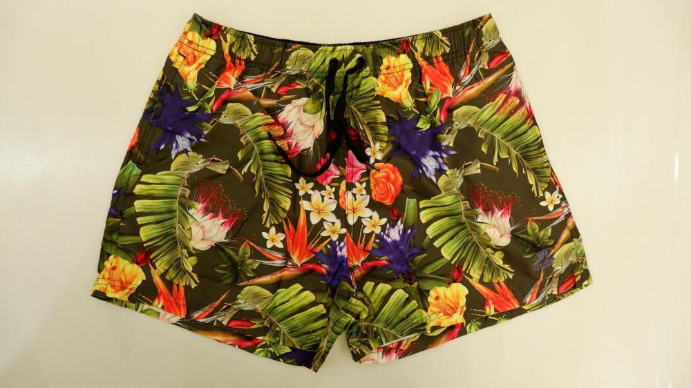 Shorts de praia masculinos de impressão floral