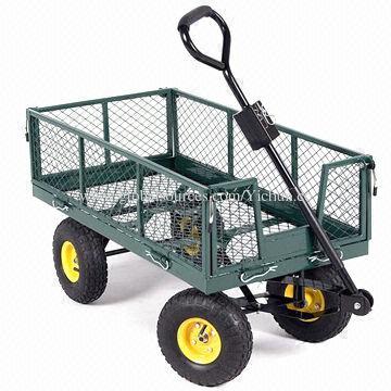 Garden carts with heavy load and metal meshy tray, four wheels, moving conveniently