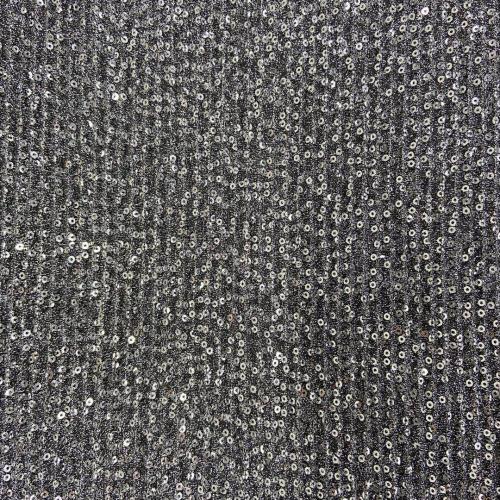 Broderie paillettes argentées sur maille plissée lurex