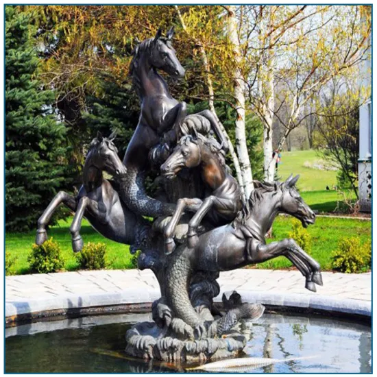 Outdoor Decorative Bronze Horse Statue Fountain