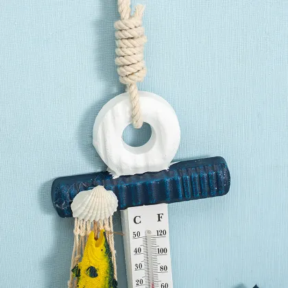 Mediterranean American Country Style Wooden Anchor Thermometer Hook Home Decorations