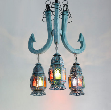 Hot sale unique blue pastoralism modern iron chandelier