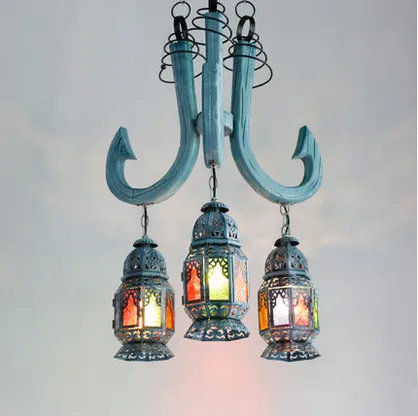 Hot sale unique blue pastoralism modern iron chandelier