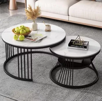 Luxurious Round Rock Panel Coffee Table for Hotel and Home Minimalist Design