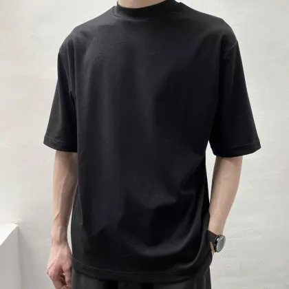 T-shirt short sleeves men with half high collar