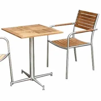 Outdoor Leisure Table Sets with #304 Stainless Steel Frame, Garden/Wood/Cafe/Restaurant Furniture