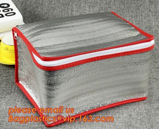 Easy carrier thermal lunch box bag printed, Thermal insulated foil bags packaging frozen food box, aluminum foil insulated food