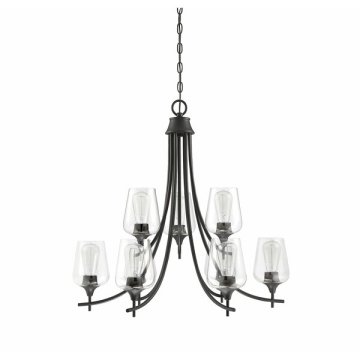 Classic Brass Black Metal 6 Light Chandelier for Dining and Living Rooms
