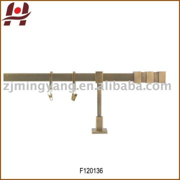 F120136 metal iron aluminium stainless steel brass plated plain twisted extensible telescopic square curtain pole
