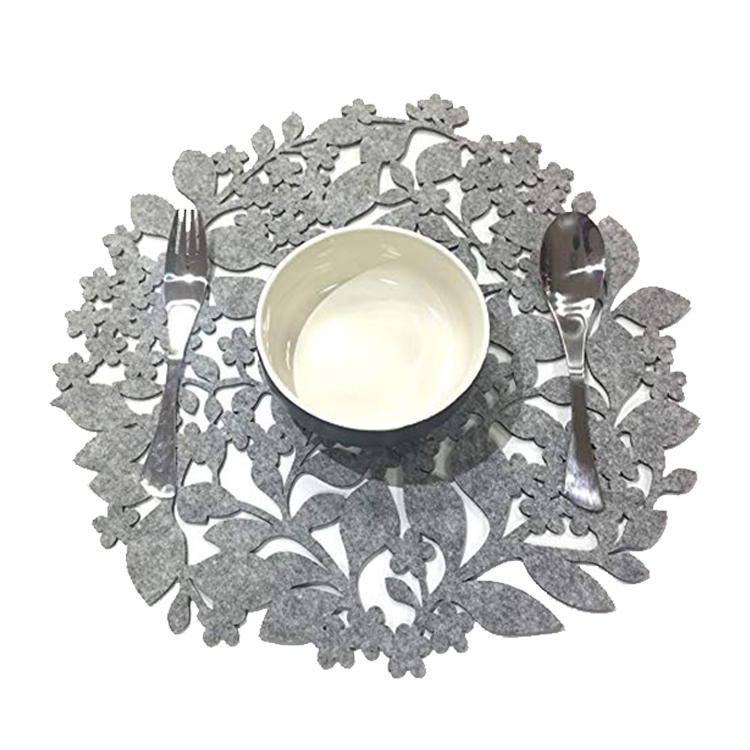 Gray Round Leaf Cup Mat