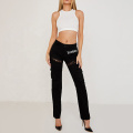 Black Lace Up Damen Cargo Pants Custom