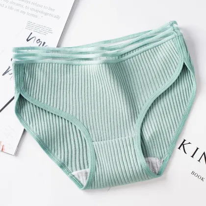 Popular Cotton Striped Briefs Mid-Waist Bragas M-XL