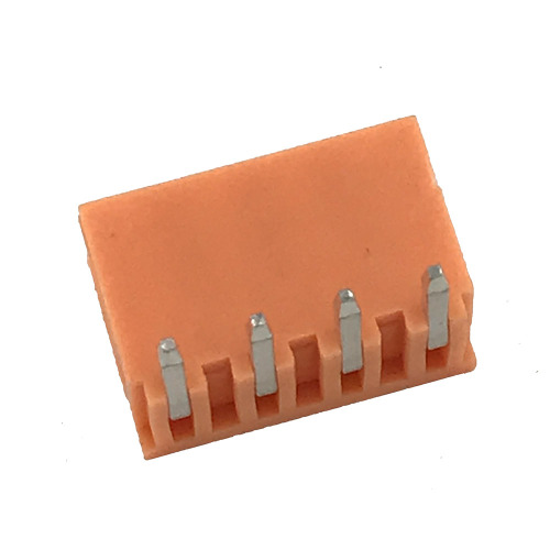 Connecteur de borne orange à 4 broches pour montage sur circuit imprimé au pas de 3,96 mm