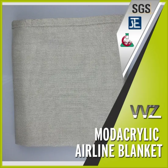 High quality modacrylic flame retardant travel blanket Grey color twill woven blanket made in China
