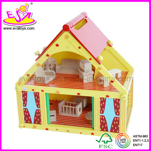 2014 New Kids Wooden Doll House Toy, Sweet Style Mini Wooden Toy Doll House and Hot Sale Colorful Doll House Wholesale Wj276682