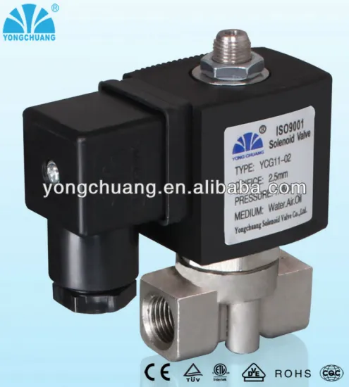 Direct acting 3 way minitaure solenoid valve