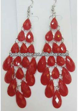 Beautiful Red Vintage Look Design Archaize Earring Long Dangle Drop Earrings