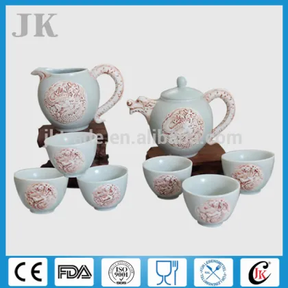 Wholesale chinese tea set,famous ceramic chinese tea set with emboss
