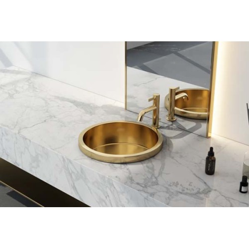 SUS304 Round Handmade Topmount Bathroom Sink