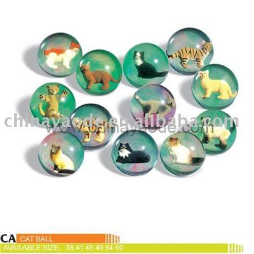 3D cat figure bouncing ball