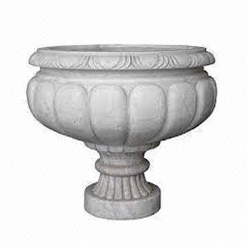 Hand Carved Marble Flower Pots for Indoor and Outdoor Decoration Use