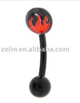 BIOPLAST Flame Logo Eyebrow Ring,eyebrow piercing jewelry barbell