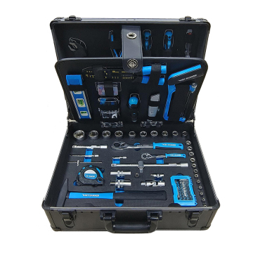 128-PC Professional Custom Repair Hand Tool Set in Bi-Color Aluminum Case for Garage Maintenance