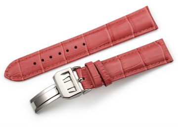 Pink leather watch band 20mm