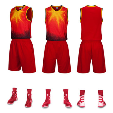 Sublimation polyester basketball uniform with pocket front