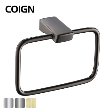 Square Brushed Nickel Bathroom Towel Ring