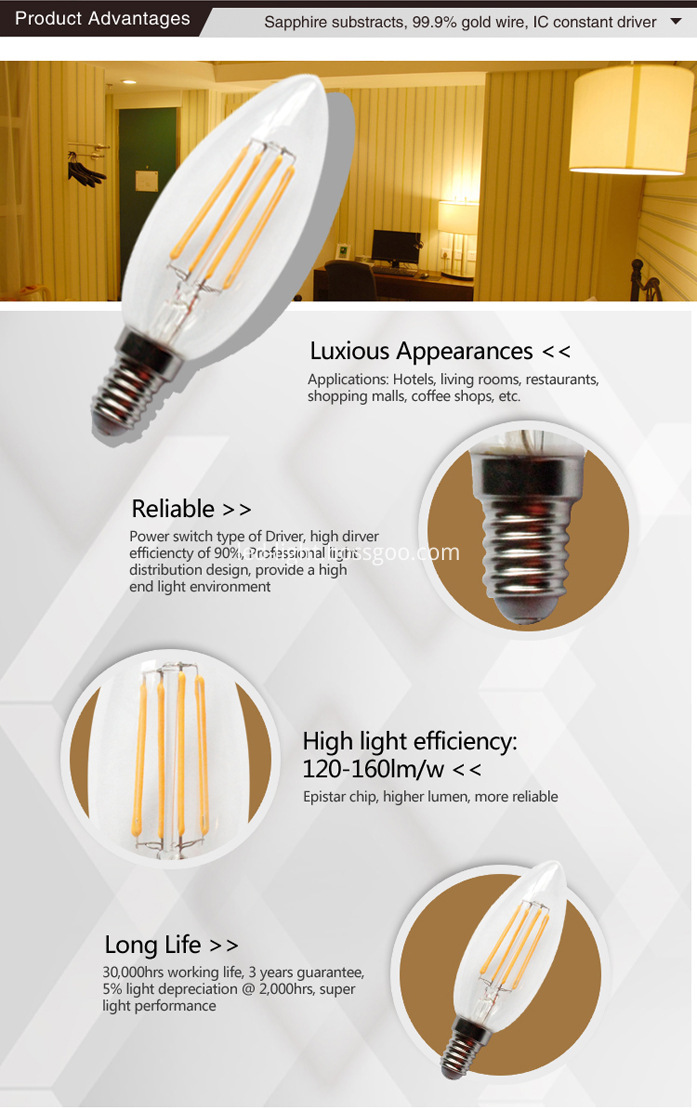 C35 led filament lamps