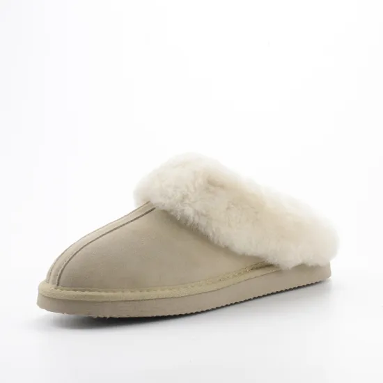 Women's Genuine Suede Leather Warm Sheepskin Slippers